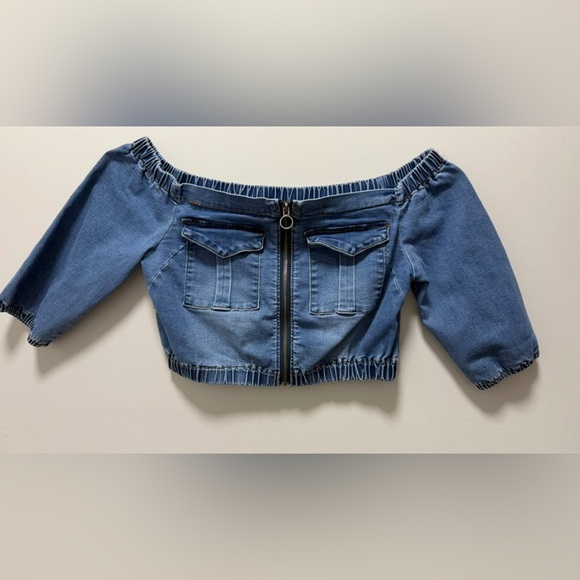 AMERICAN BAZI WOMEN’S DENIM CROP TOP SIZE L - Picture 8 of 9